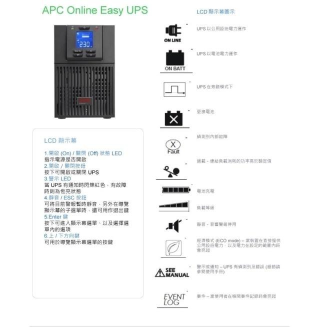 【免運直送】艾比希 APC Easy UPS On-Line SRV 1000VA 不斷電系統 SRV1KA-TW-細節圖5
