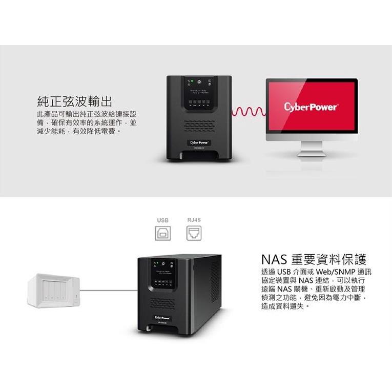 【免運直送】CyberPower 1000VA 在線互動式不斷電系統 PR1000LCD 公司貨 光華商場-細節圖4