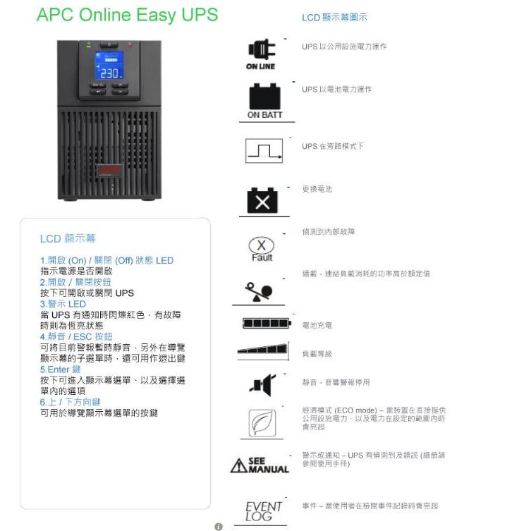 APC Easy UPS SRV 1000VA SRV1KI-TW 在線式 不斷線系統 230V 穩定器 光華商場-細節圖7
