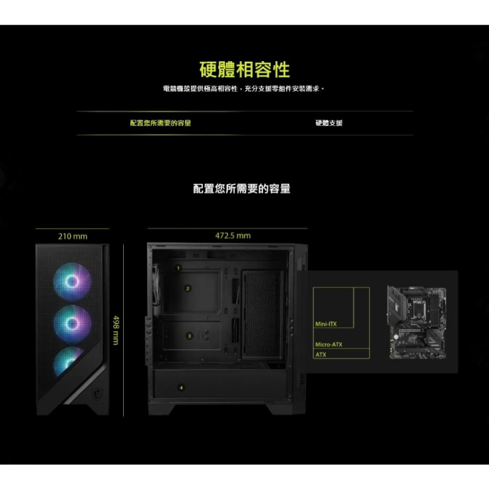MSI 微星 MAG FORGE 320R AIRFLOW－ATX 電腦機殼 卡長390／U高160／4x預裝風扇 光華-細節圖6