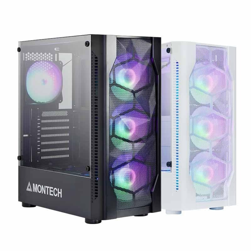 Montech 君主 X1－ATX 電腦機殼 U高165／卡長305／鋼化玻璃／4x預裝風扇 黑色/白色 機殼 公司貨-細節圖2