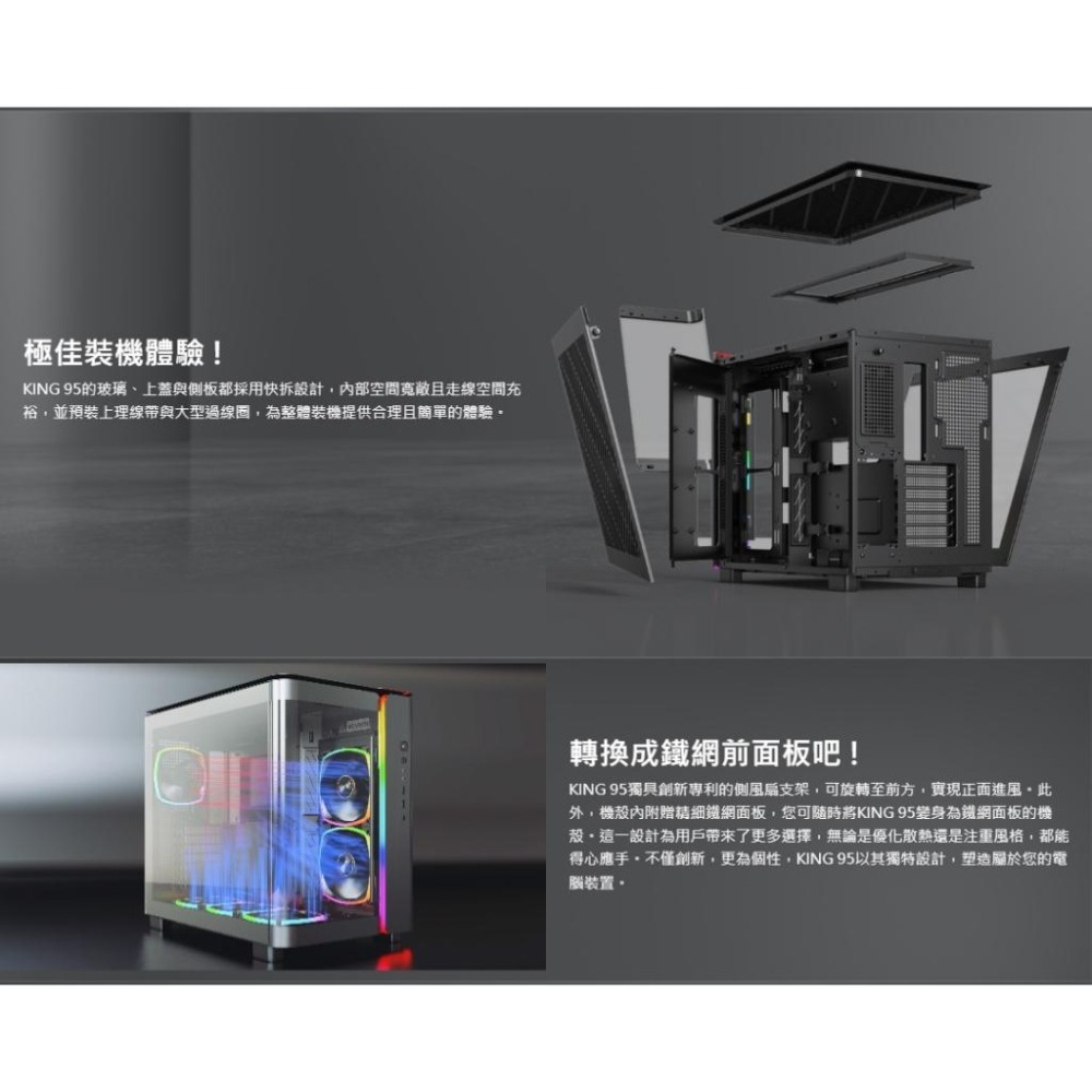 Montech 君主 KING 95 PRO 全景式機殼 附風扇/控制器 ATX/散熱高175/顯卡長420 光華-細節圖6