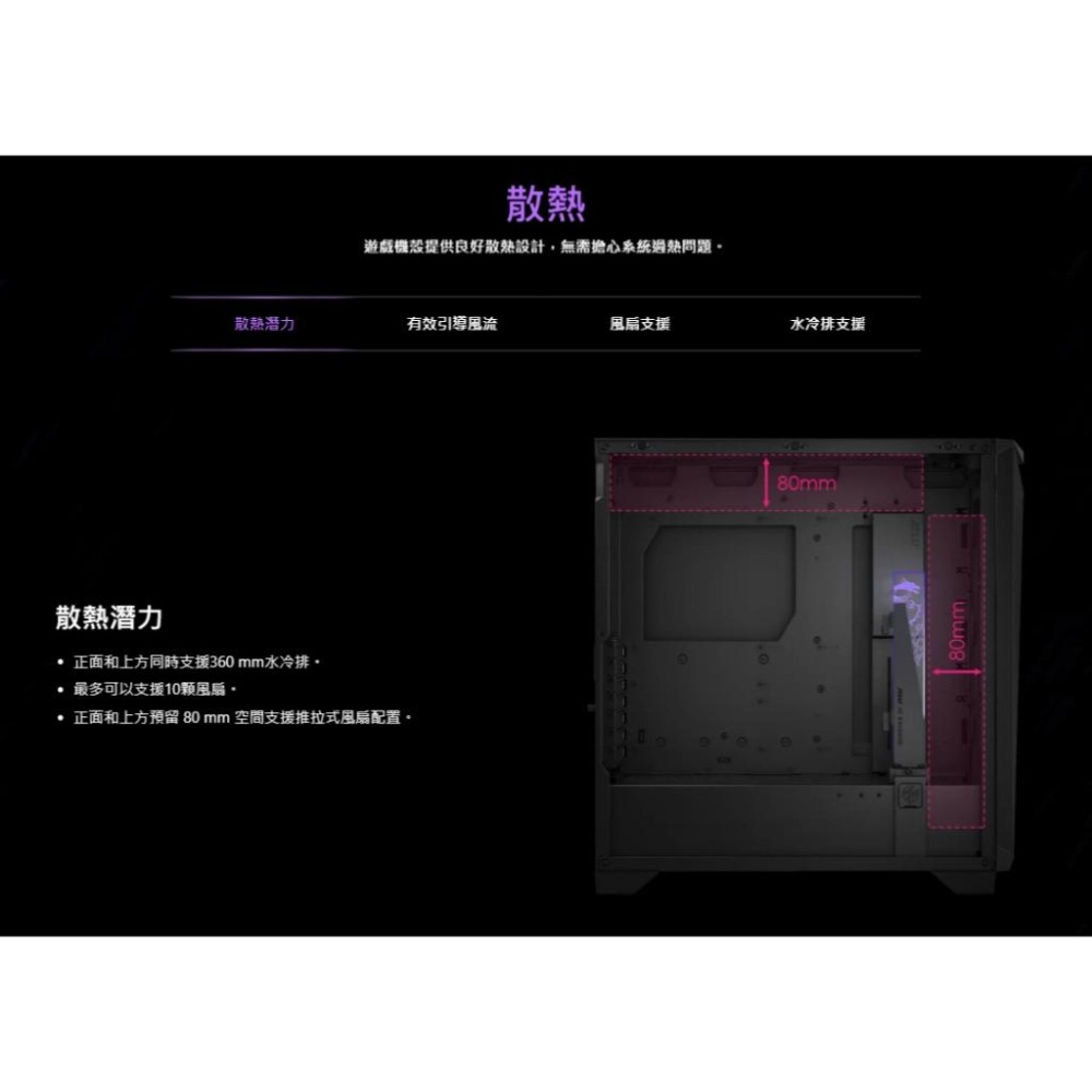 MSI 微星 MPG GUNGNIR 300R AIRFLOW－E-ATX 電腦機殼 卡長360／U高175／4x風扇-細節圖5