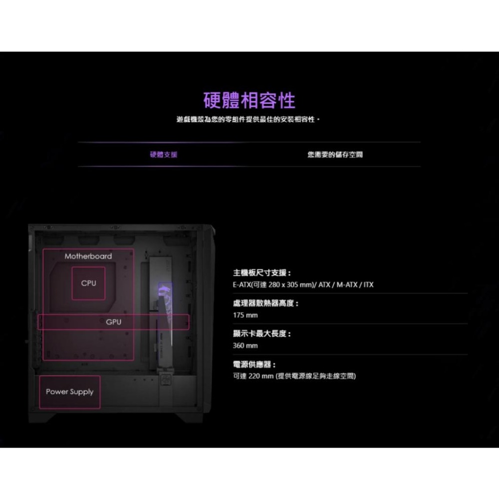 MSI 微星 MPG GUNGNIR 300R AIRFLOW－E-ATX 電腦機殼 卡長360／U高175／4x風扇-細節圖7
