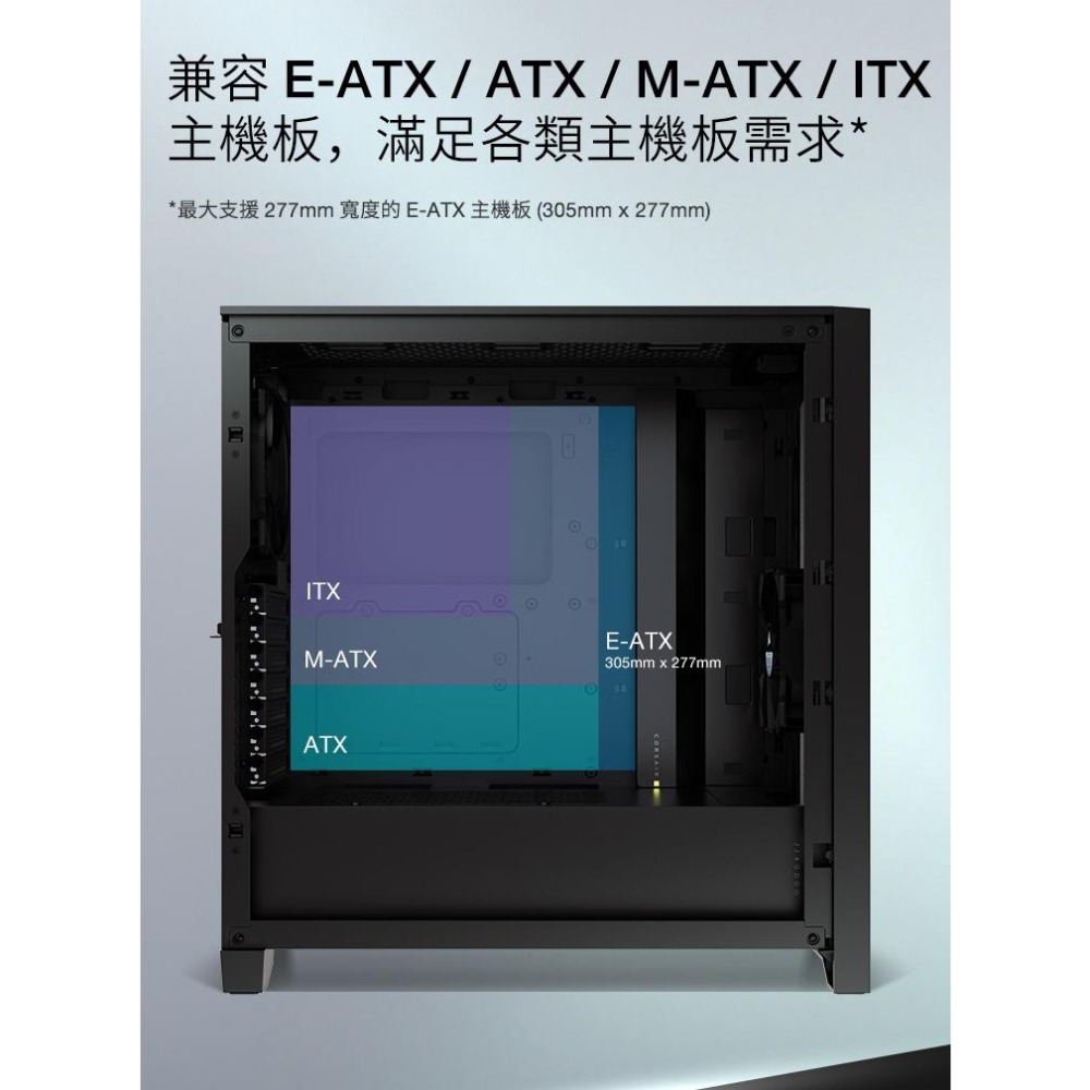 CORSAIR 海盜船 4000D 鋼化玻璃側板 ATX 機殼 黑 白 電腦機殼 中塔式 光華商場-細節圖3
