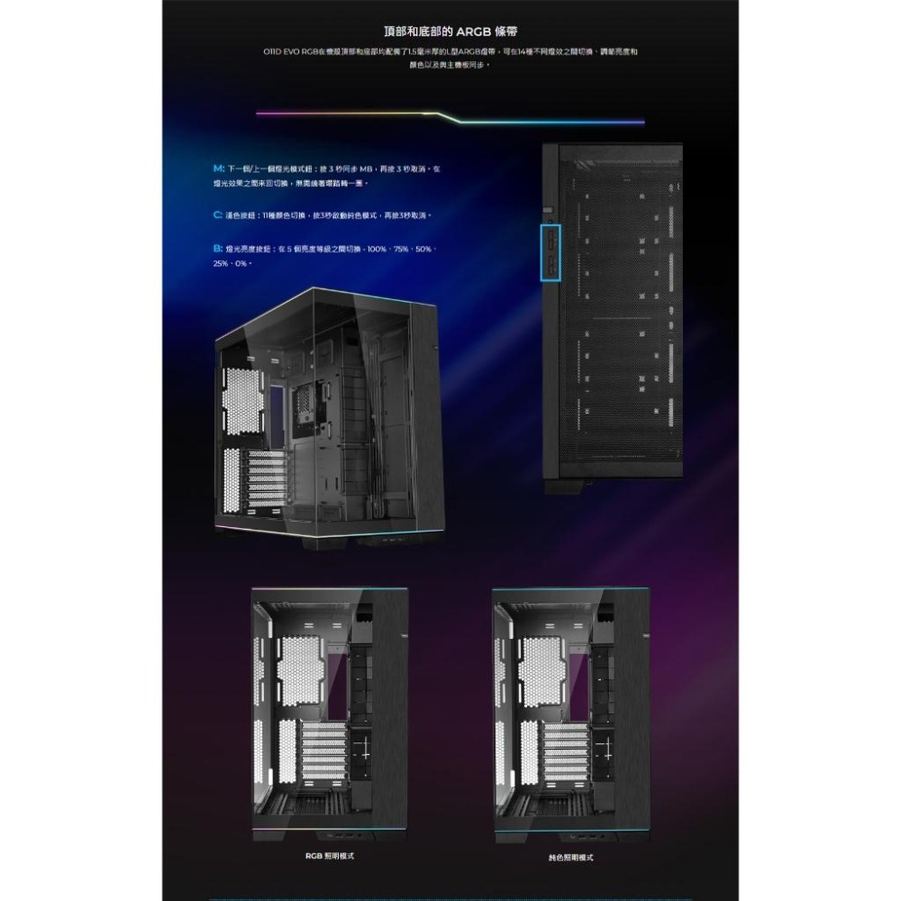 LIAN LI 聯力 O11 Dynamic EVO RGB－E-ATX 全景式機殼 卡長455 U高167 O11D-細節圖5