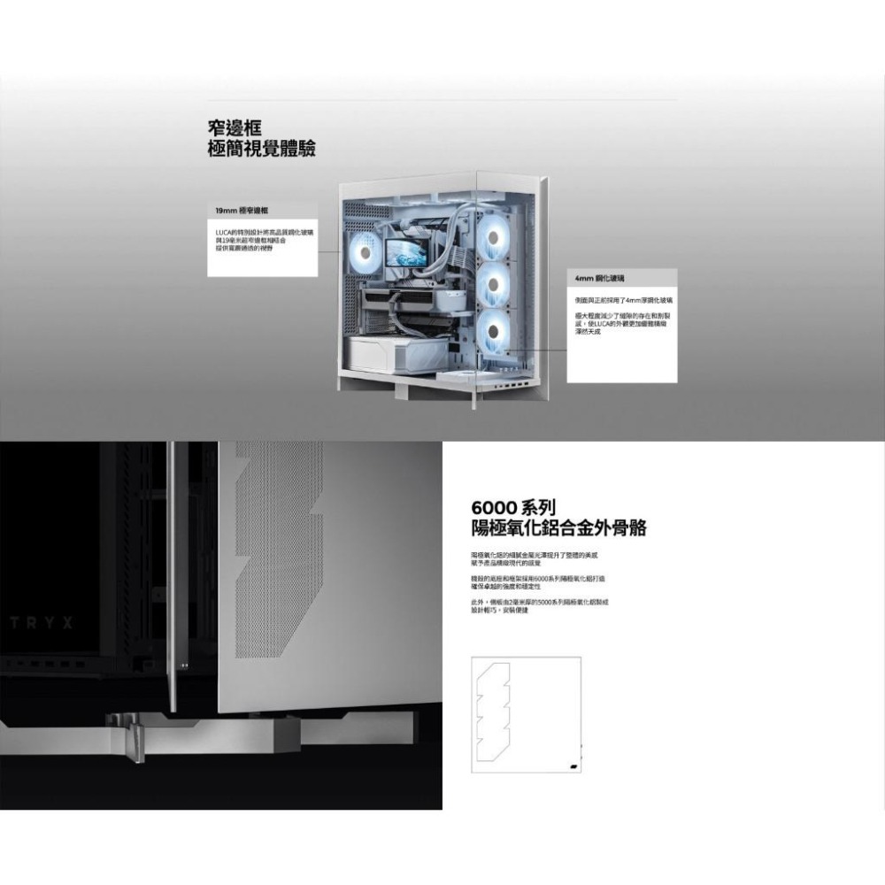 TRYX 創氪星系 Luca L70－E-ATX 電腦機殼 U高170／卡長460／支援背插／ 支援雙420冷排 光華-細節圖4