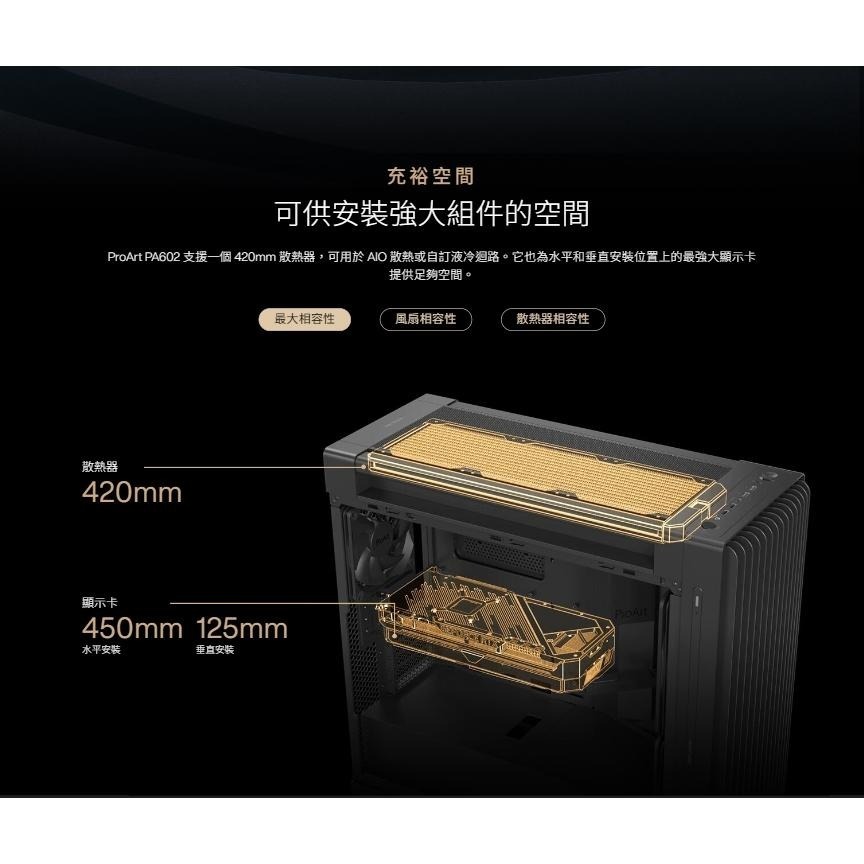ASUS 華碩 ProArt PA602／Wood－E-ATX 電腦機殼 U高190／卡長450／3x預裝風扇 光華-細節圖5