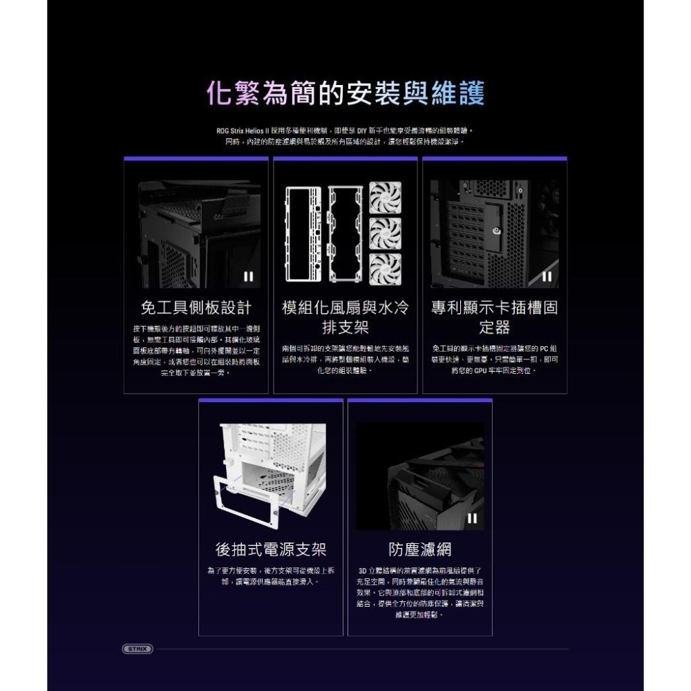 ASUS 華碩 ROG Strix Helios II－E-ATX 電競機殼 GX601S U高190／4x預裝風扇-細節圖6