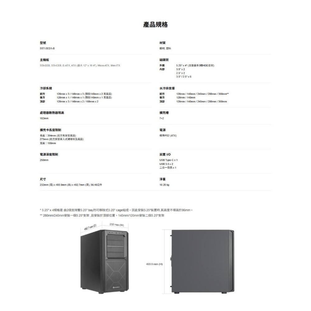 SilverStone 銀欣 SETA D1－E-ATX 電腦機殼 U高182／卡長394／3x預裝風扇 光華-細節圖7