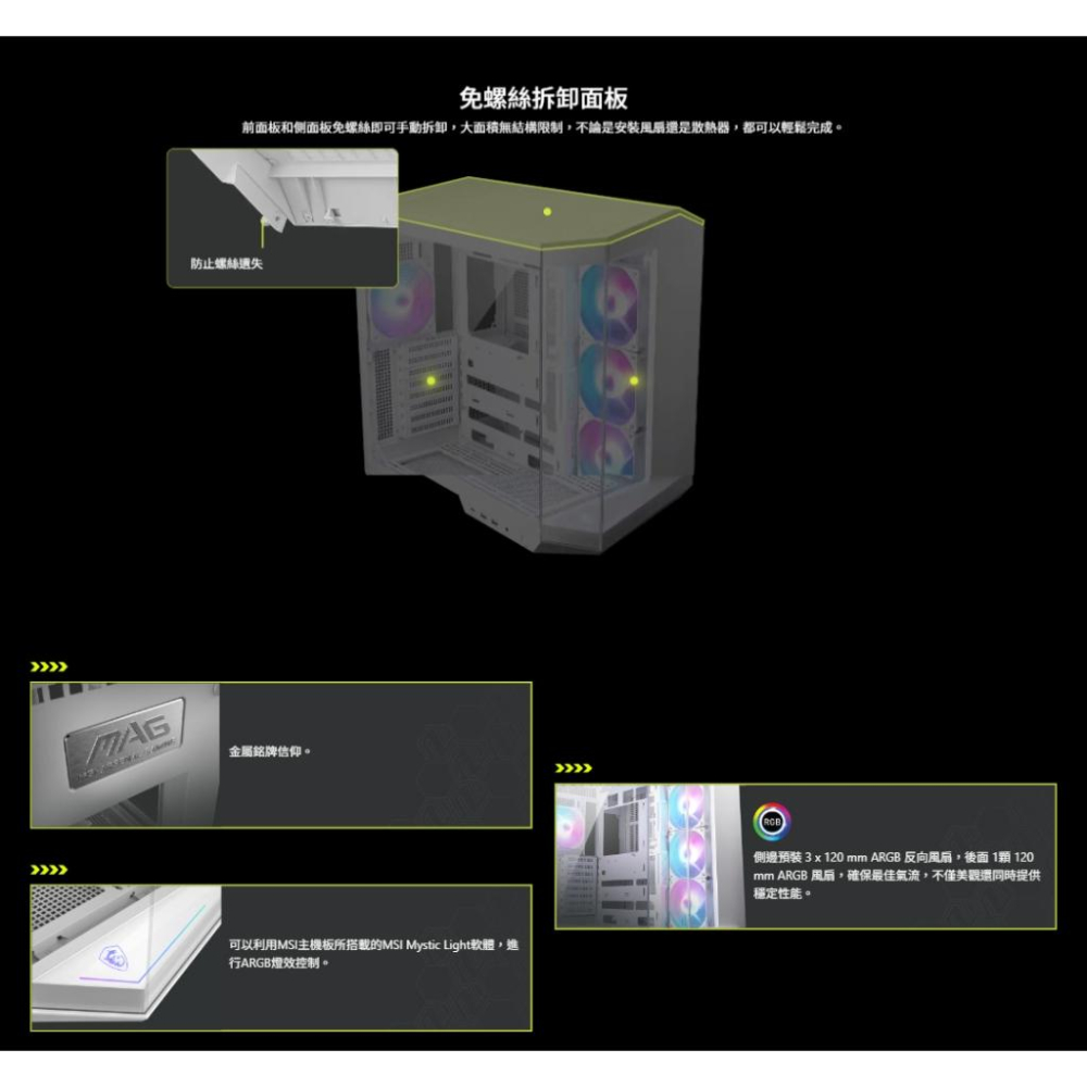 【熱銷】MSI 微星 MAG PANO 100R PZ－ATX 電腦機殼 卡長380 U高166 4x預裝扇 光華-細節圖7