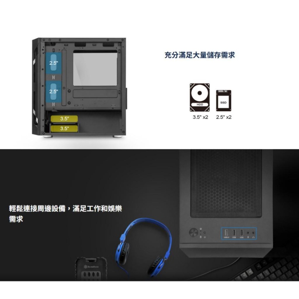 SilverStone 銀欣 FARA H1M PRO－M-ATX 電腦機殼 U高160／卡長320／3x預裝扇 光華-細節圖6