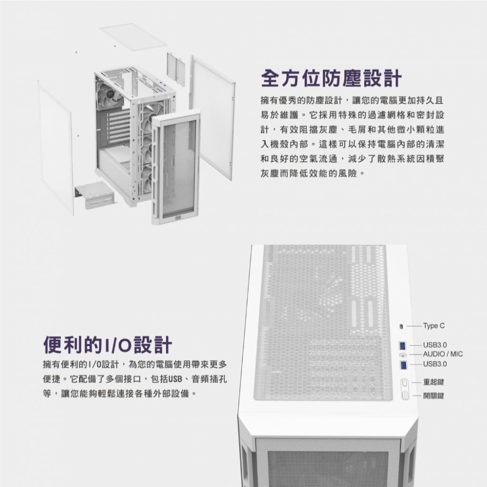 Mavoly 松聖 INFINITE HOLE H08－ATX 電腦機殼 U高160／卡長30／4x預裝風扇 光華-細節圖6