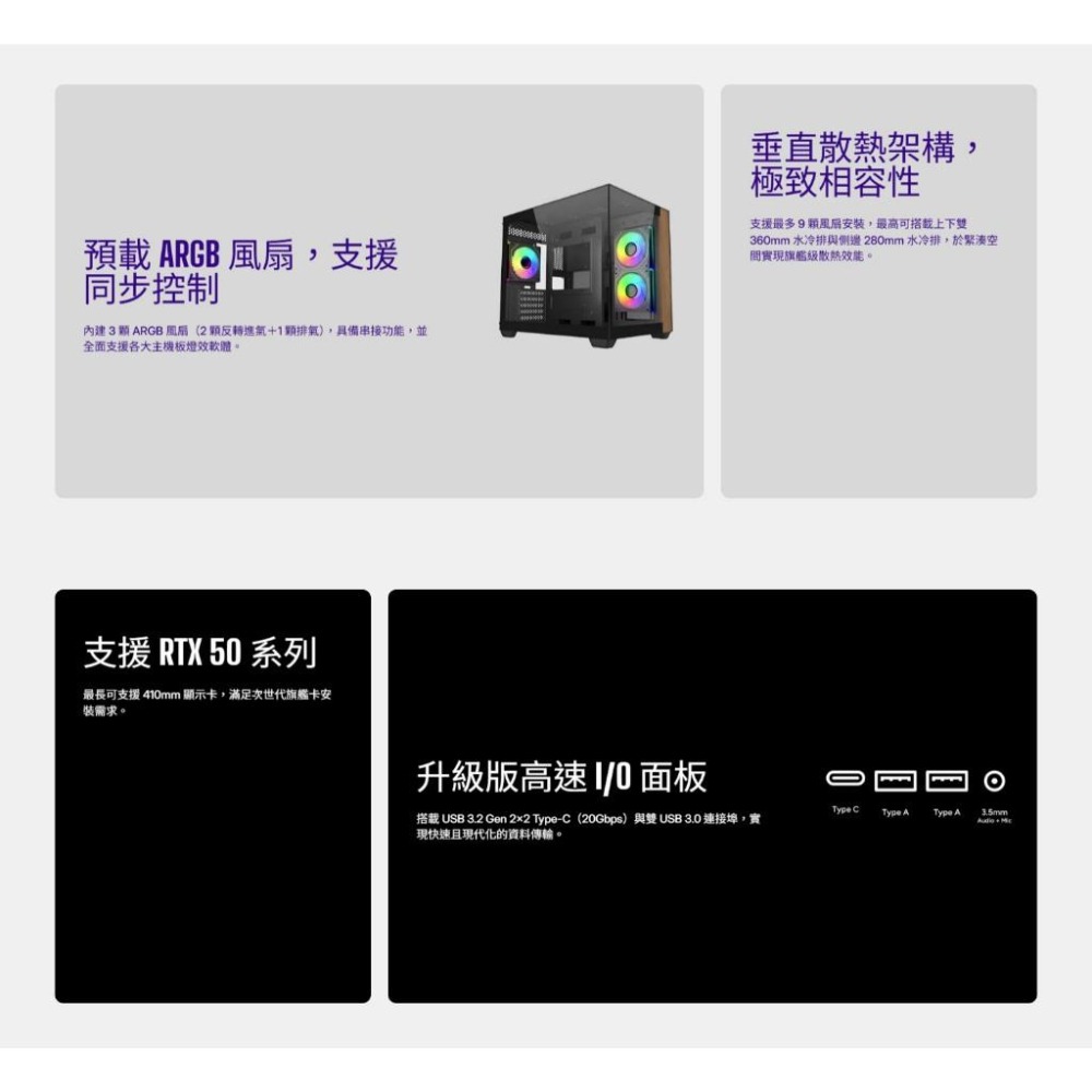 CoolerMaster 酷碼 Elite 481 Wood－M-ATX 電腦機殼 U高160／卡長410／3x預裝風扇-細節圖4