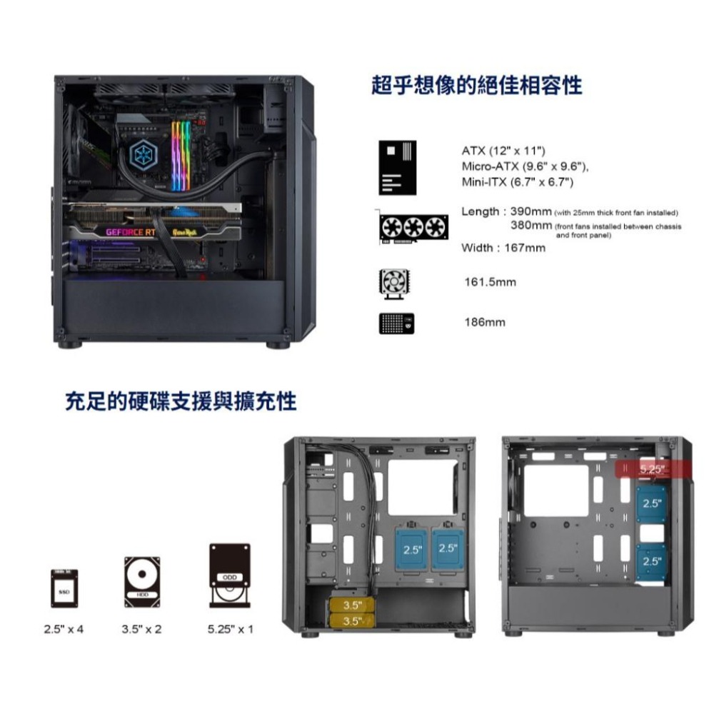 SilverStone 銀欣 FARA 513－ATX 電腦機殼 U高161／卡長390／1x預裝風扇 光華-細節圖5