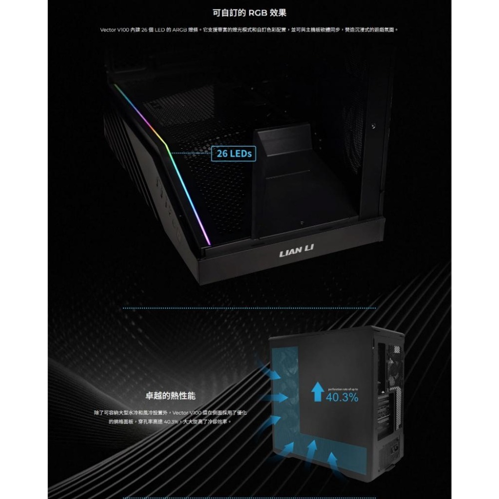 LIAN LI 聯力 Vector V100－E-ATX 電腦機殼 U高180／卡長415／支援背插 光華-細節圖7