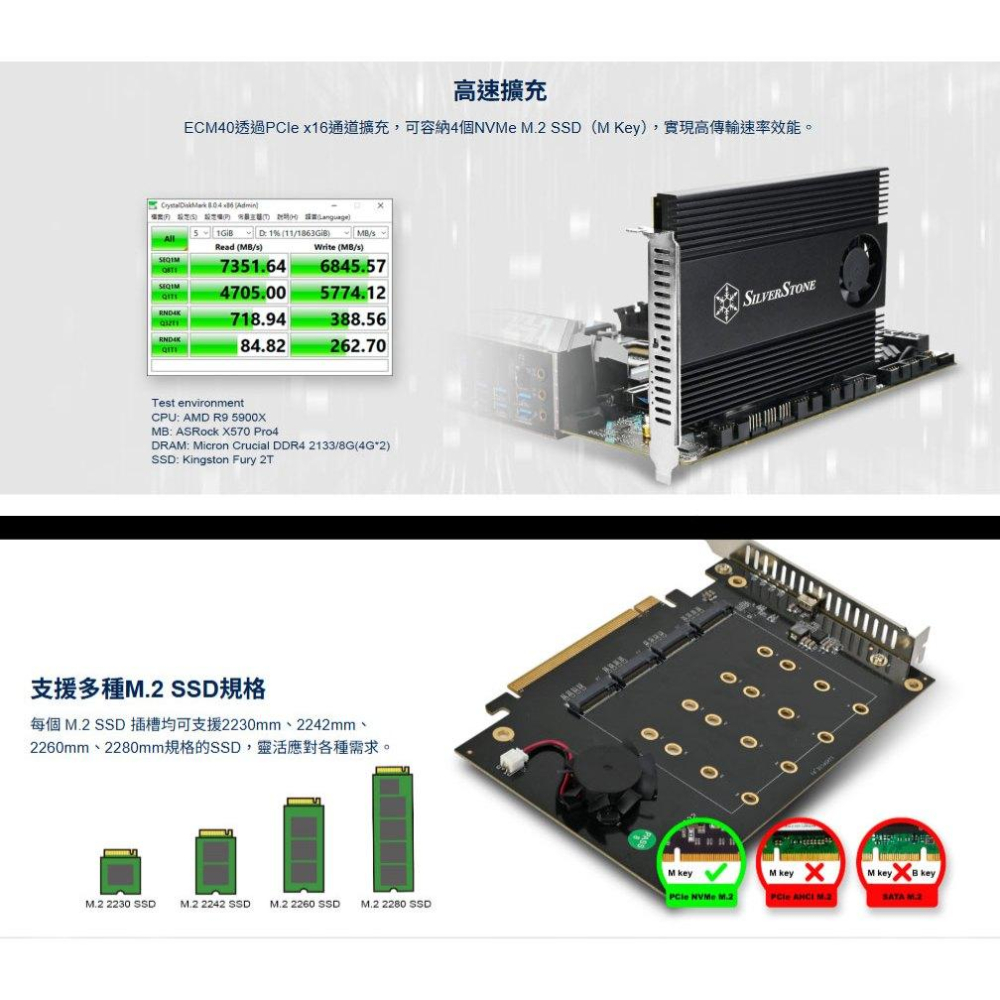 SilverStone 銀欣 ECM40－PCIe 4.0 x16 轉 M.2 NVMe SSD 擴充卡 介面卡 光華-細節圖4