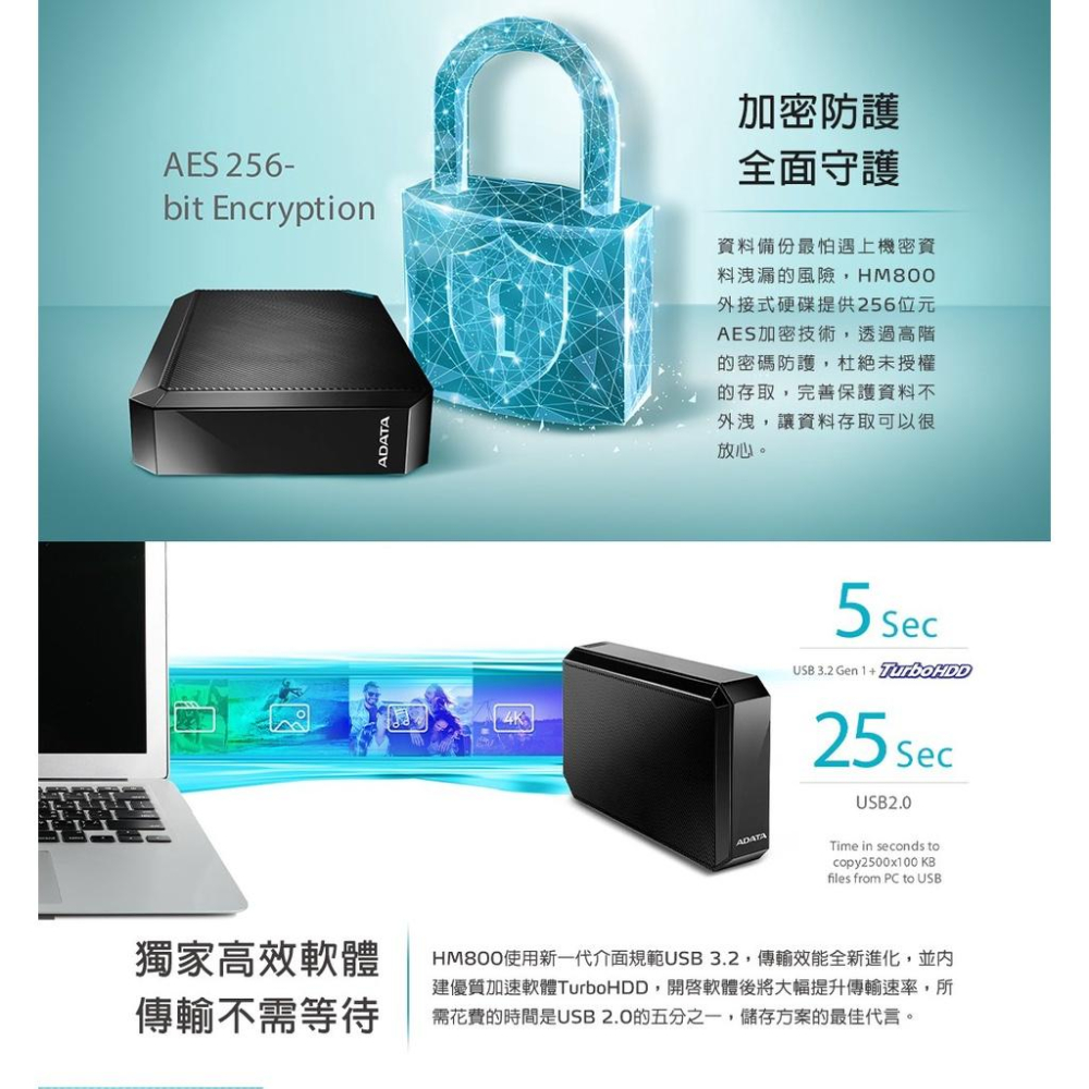 【支援MAC】ADATA 威剛 HM800 4TB 6TB 3.5吋 外接硬碟 行動硬碟 資料備份 4T 6T 光華商場-細節圖6