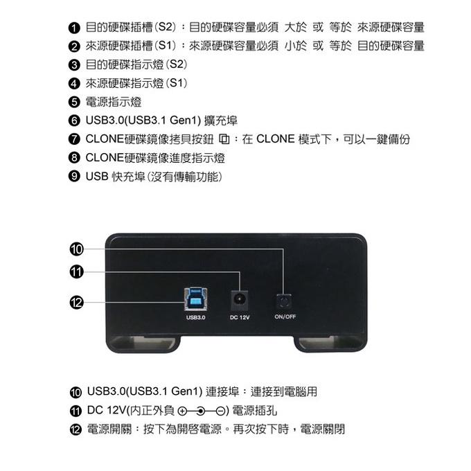 Digifusion 伽利略 CU3H09B 3.5吋 雙SATA 鋁合金硬碟拷貝機 + HUB 外接硬碟座 光華商場-細節圖7