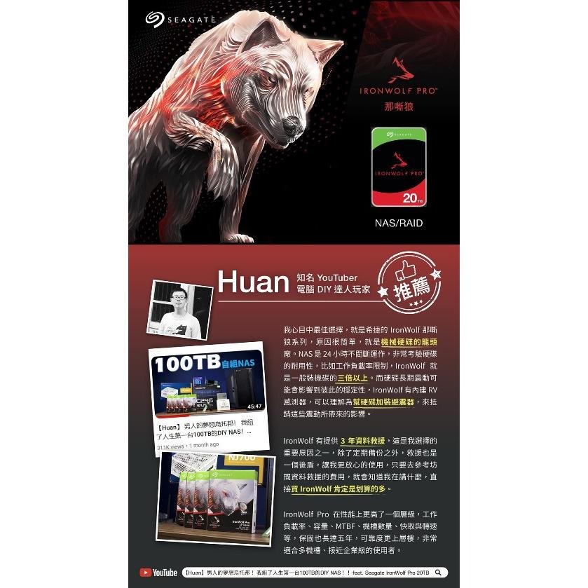 Seagate IronWolf Pro ST20000NT001 20TB 3.5吋 NAS硬碟 內接硬碟 光華商場-細節圖3