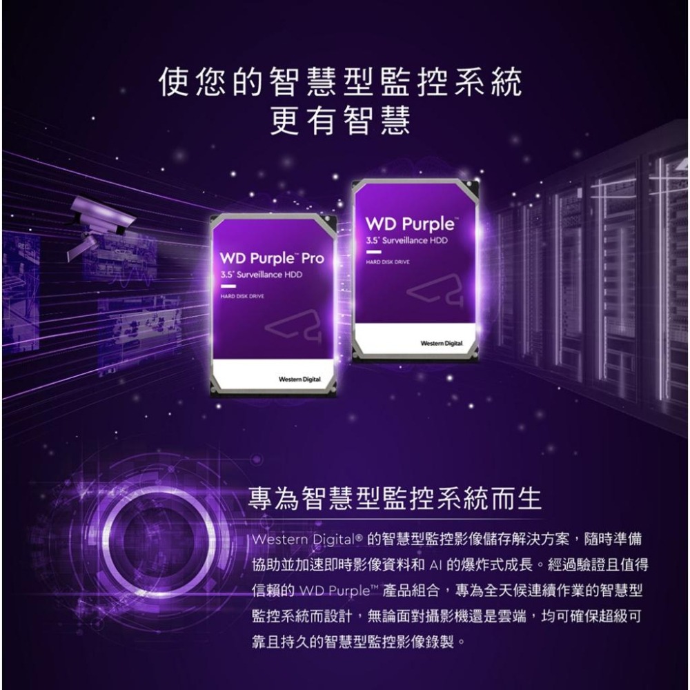 WD 威騰 Purple 紫標 3.5吋 HDD 監控硬碟 1TB/2TB/4TB/6TB/8TB Pro 光華商場-細節圖3