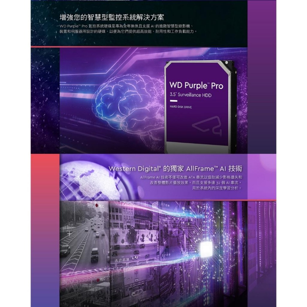 WD 威騰 Purple 紫標 3.5吋 HDD 監控硬碟 1TB/2TB/4TB/6TB/8TB Pro 光華商場-細節圖5