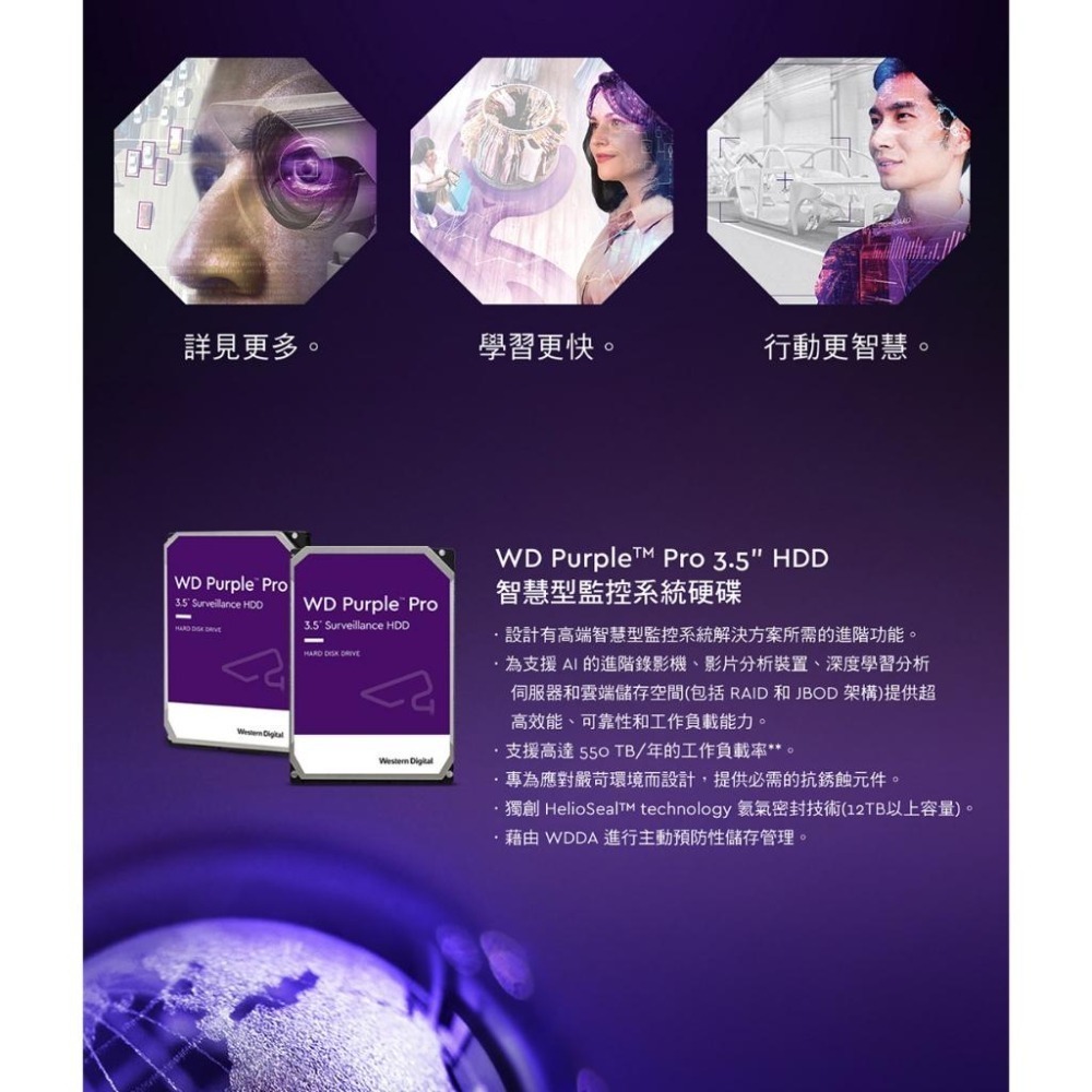 WD 威騰 Purple 紫標 3.5吋 HDD 監控硬碟 1TB/2TB/4TB/6TB/8TB Pro 光華商場-細節圖4