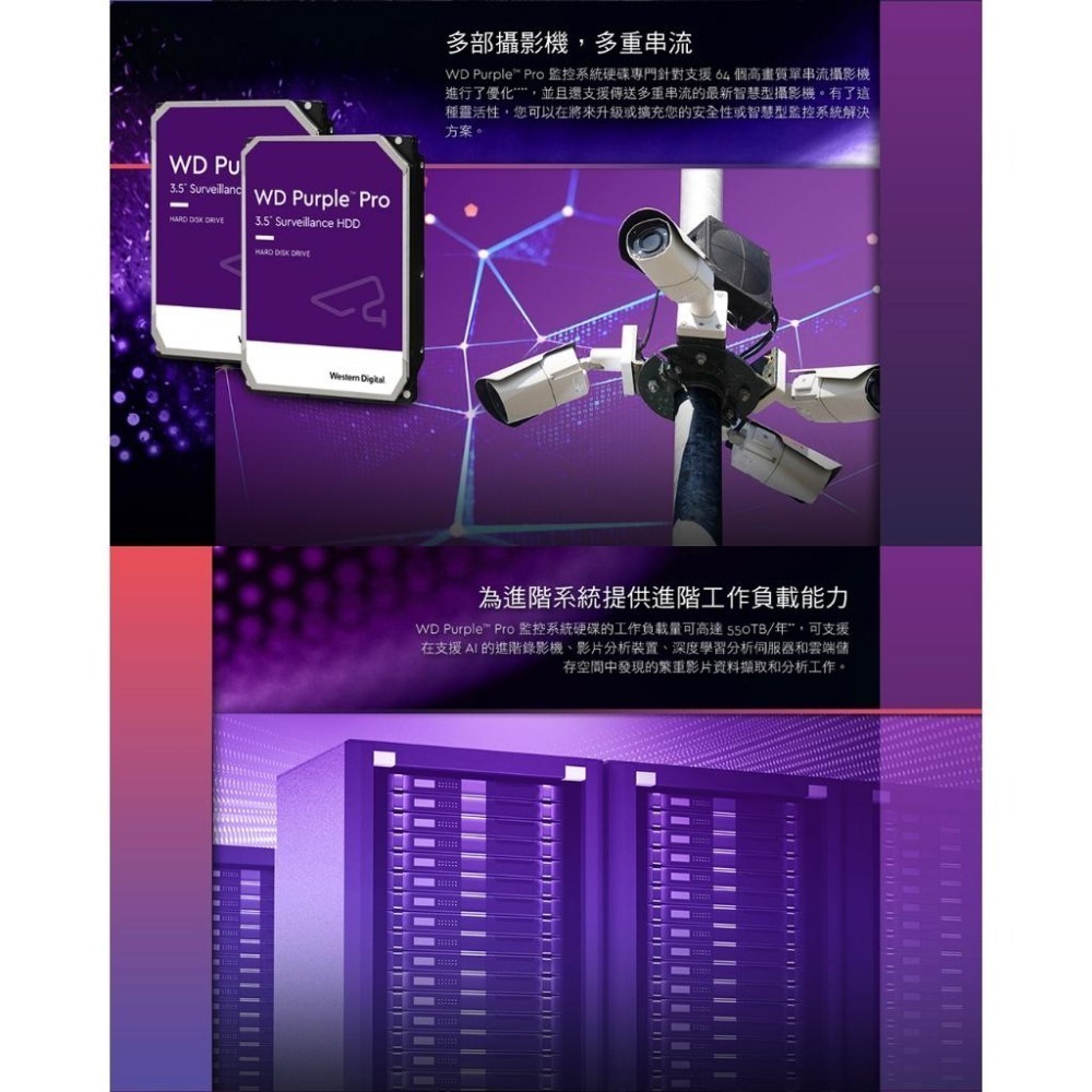 WD 威騰 Purple 紫標 3.5吋 HDD 監控硬碟 1TB/2TB/4TB/6TB/8TB Pro 光華商場-細節圖6