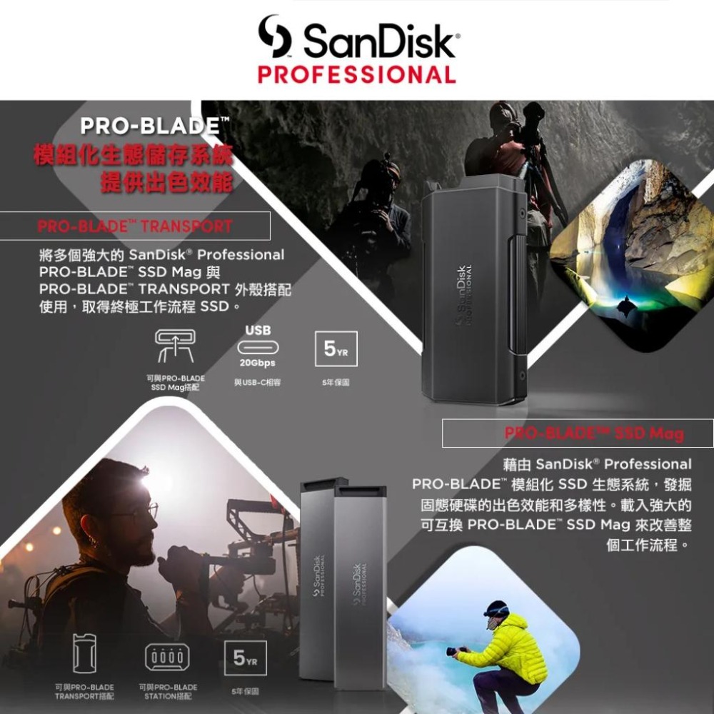 SanDisk PRO-BLADE TRANSPORT 1TB/2TB/4TB 外接式硬碟 USB-C 行動硬碟 光華-細節圖3
