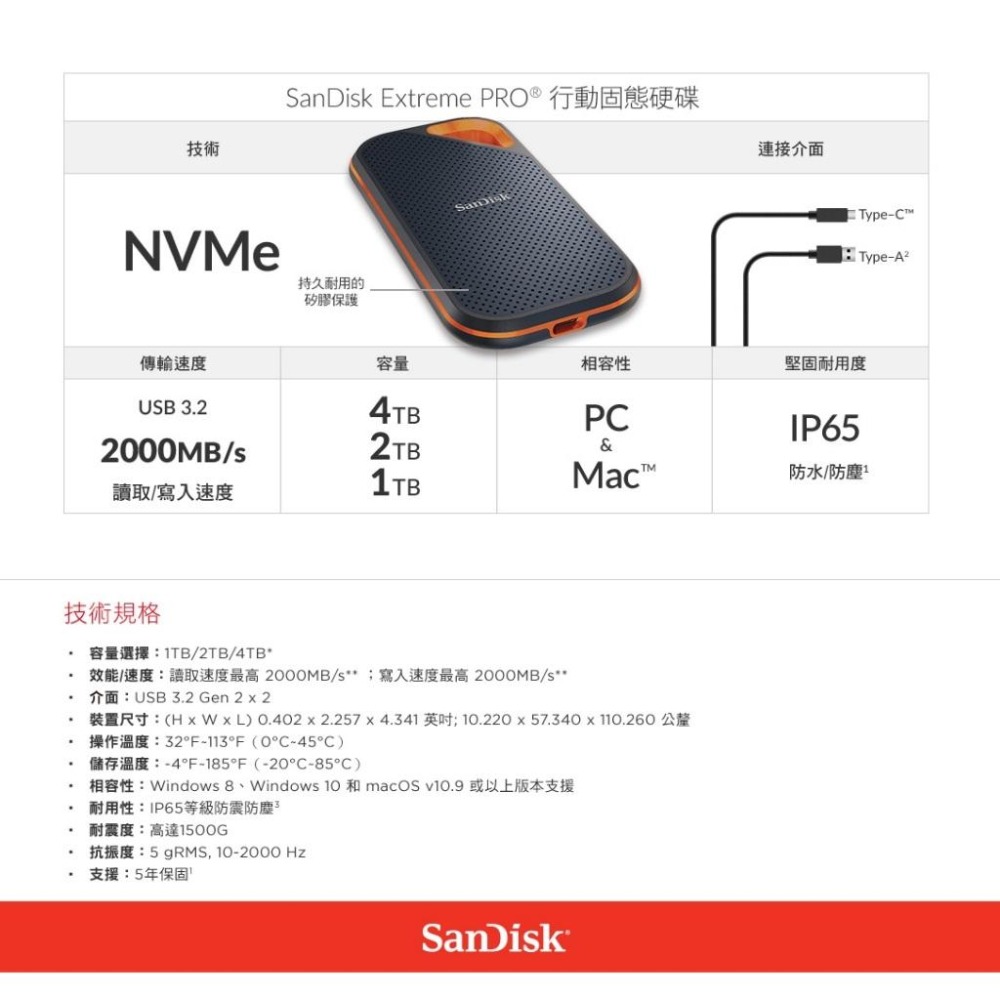 【支援PS5】SanDisk E81 Extreme PRO Portable 1TB 2TB 4TB 行動固態硬碟-細節圖6