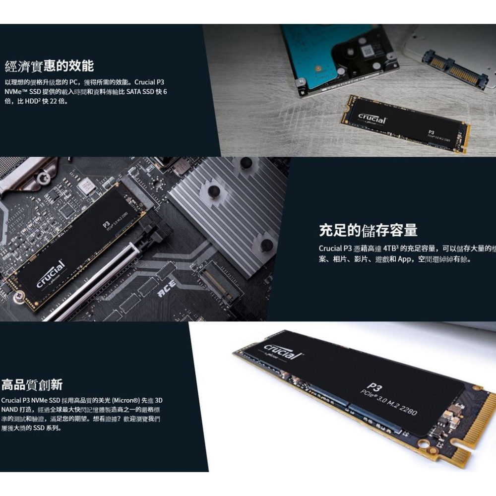 【熱銷款】Micron 美光 Crucial P3 500GB 1TB 2TB PCIe M.2 SSD 固態硬碟-細節圖5