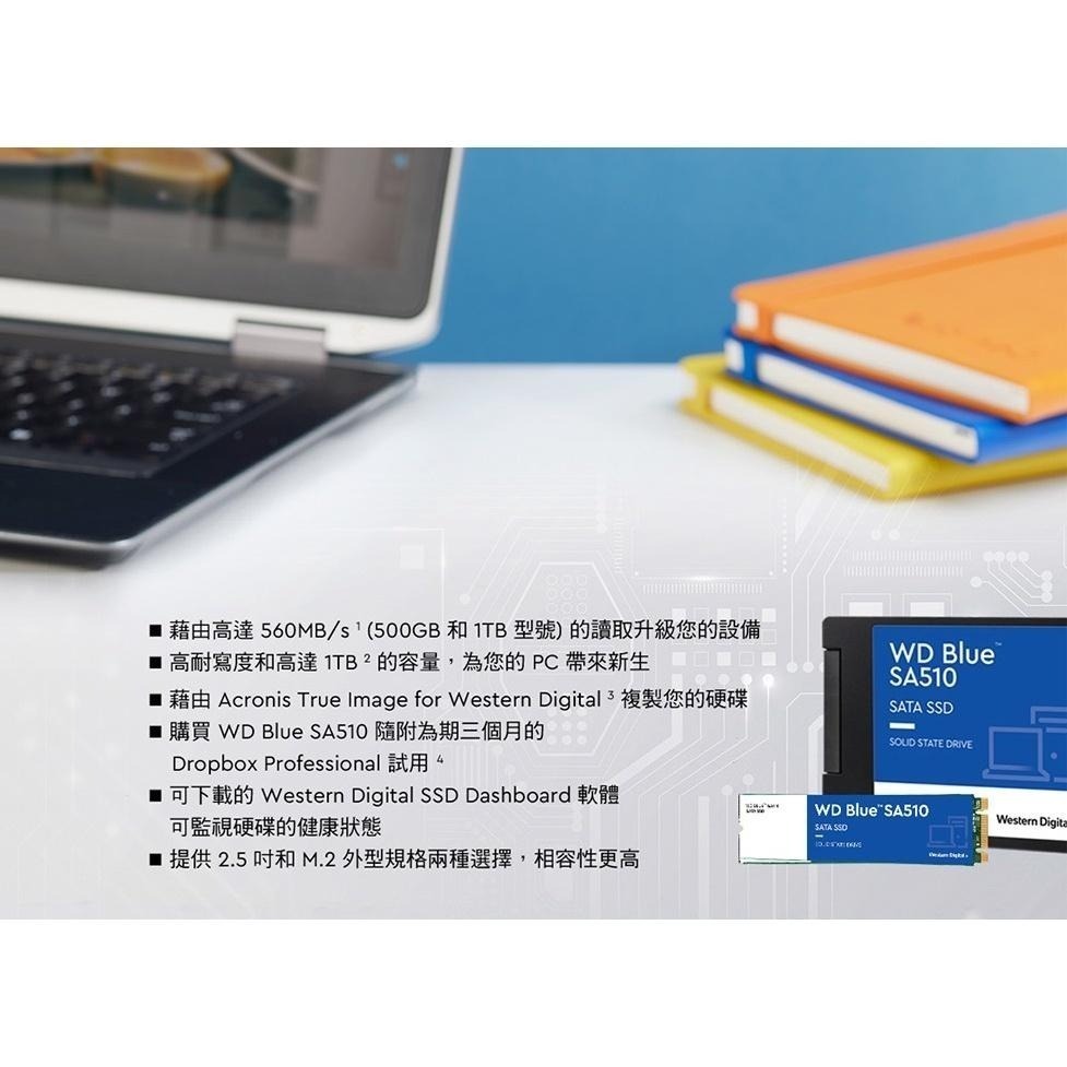 WD 威騰 藍標 SA510 250GB 500GB 1TB 2.5吋 SATA SSD 固態硬碟 光華商場 500G-細節圖6