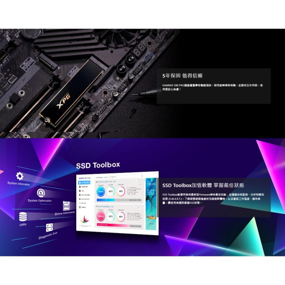 【支援PS5 台灣製造】ADATA 威剛 XPG S60 PRO 512GB 1TB 2TB SSD 固態硬碟 Gen4-細節圖5