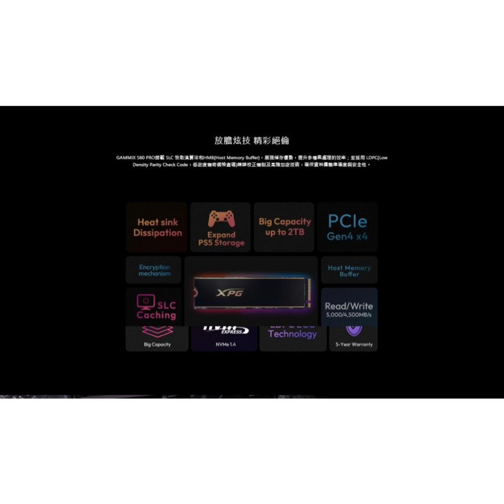 【支援PS5 台灣製造】ADATA 威剛 XPG S60 PRO 512GB 1TB 2TB SSD 固態硬碟 Gen4-細節圖6
