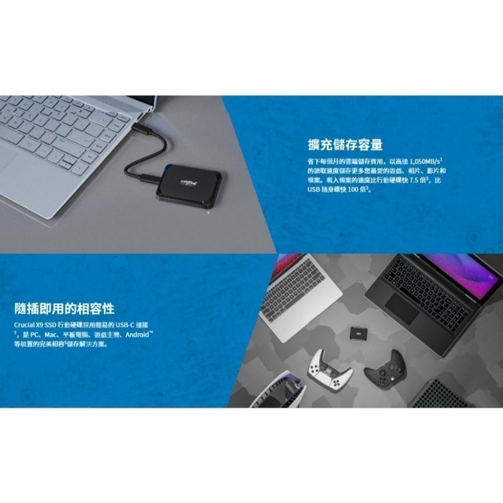 Micron 美光 Crucial X9 1TB/2TB/4TB SSD 行動硬碟 外接式硬碟 固態硬碟 光華商場-細節圖4