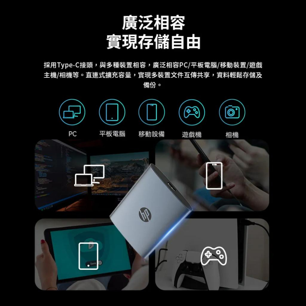 HP P900 1TB 行動固態硬碟 外接式SSD 外接硬碟 固態硬碟 PS4 PS5 Type-C 防震防摔 光華商場-細節圖5