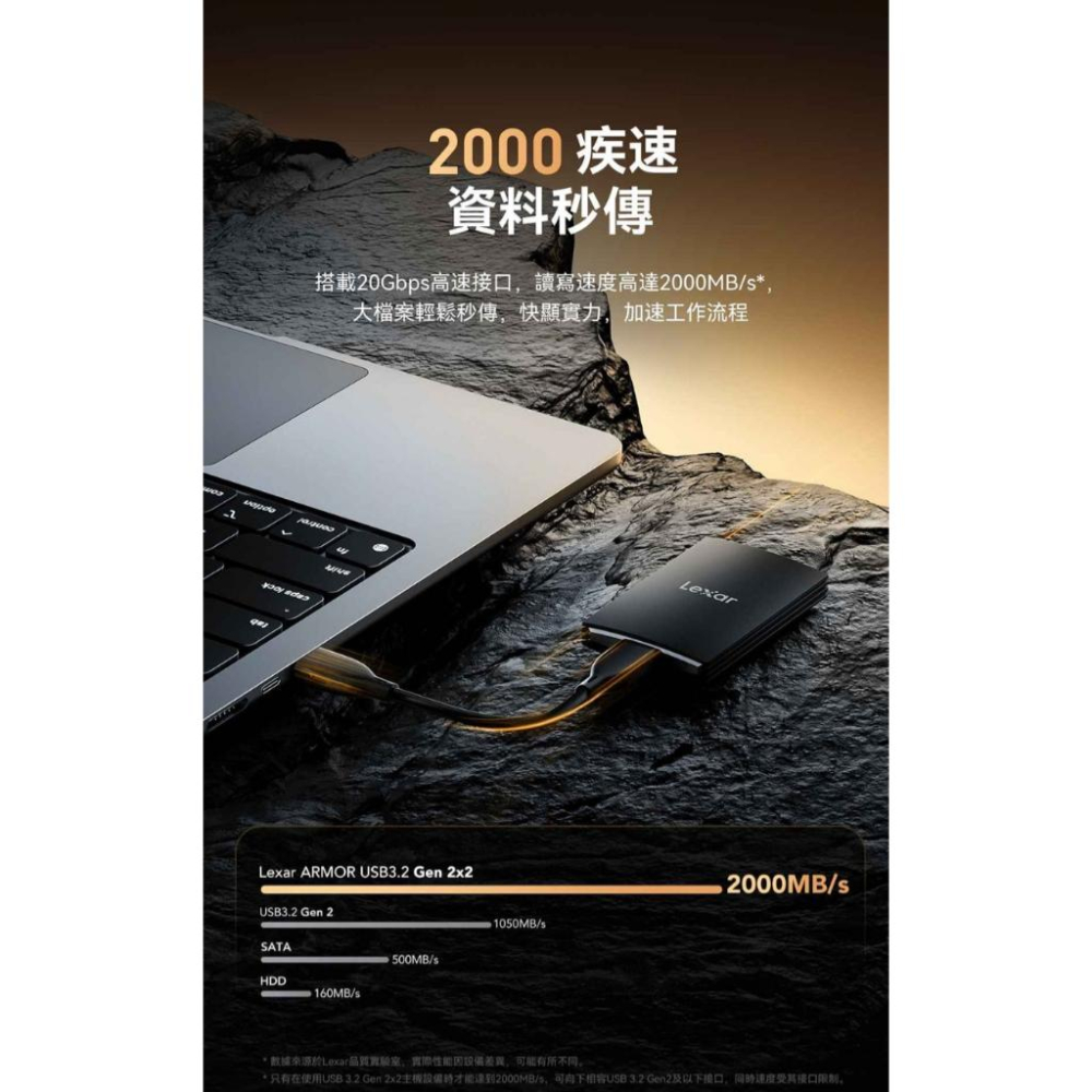 Lexar 雷克沙 ARMOR 700－1TB／2TB／4TB 高速行動固態硬碟 SSD 行動硬碟 外接式硬碟 光華-細節圖4