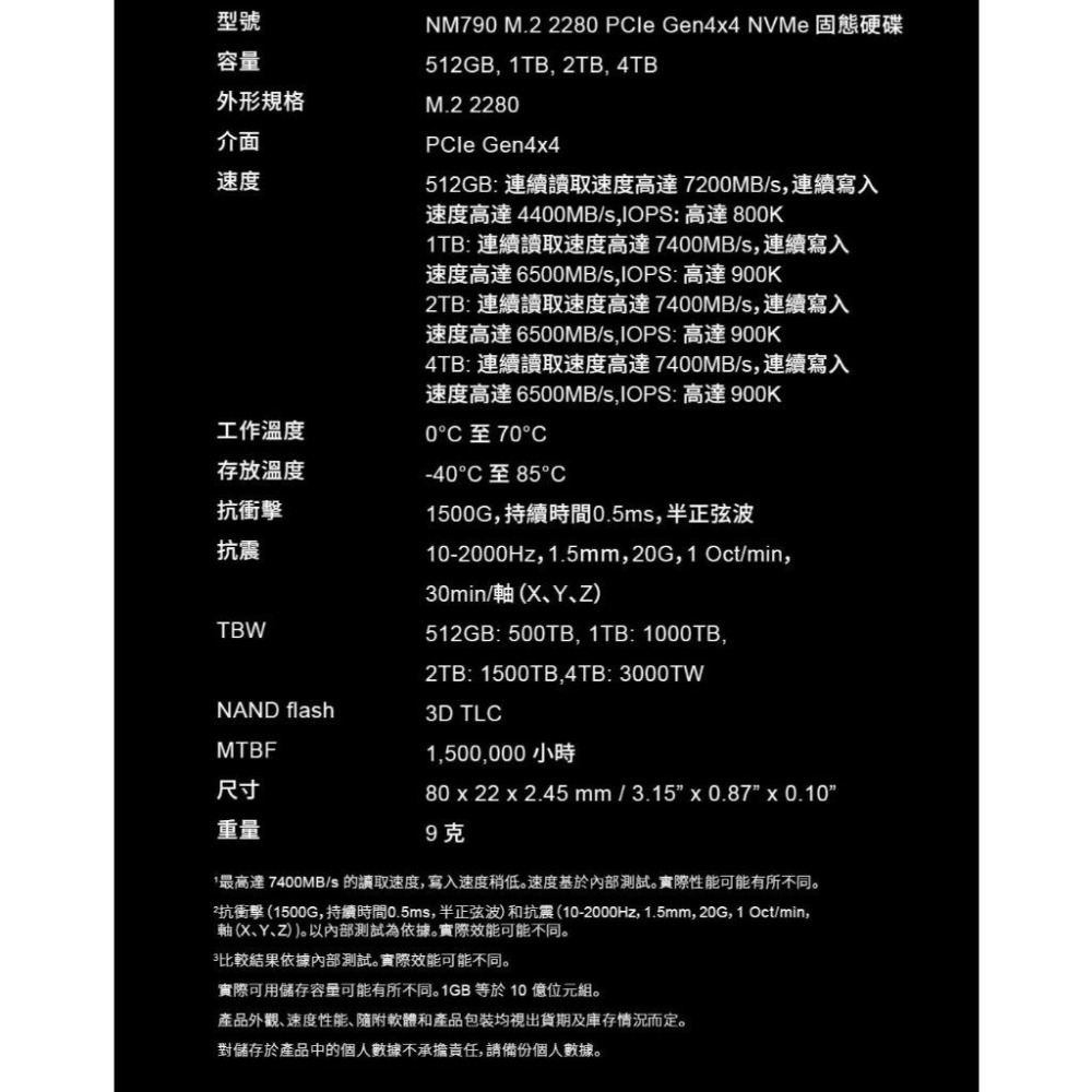 Lexar 雷克沙 NM790－1TB／2TB／4TB M.2 PCIe Gen4 NVMe SSD 固態硬碟 光華-細節圖7