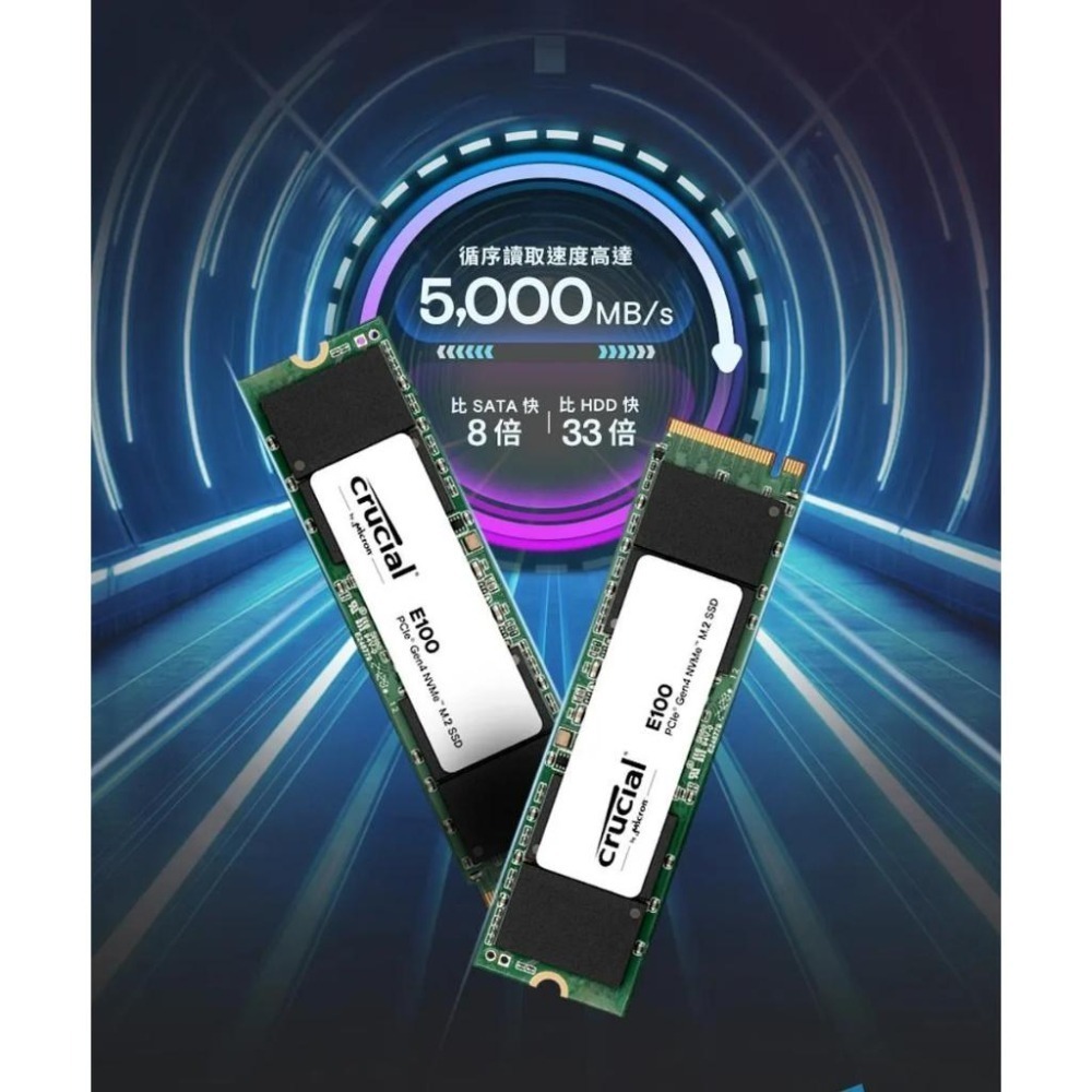Micron 美光 Crucial E100－480G／1TB／2TB M.2 PCIe 4.0 SSD 固態硬碟 光華-細節圖6