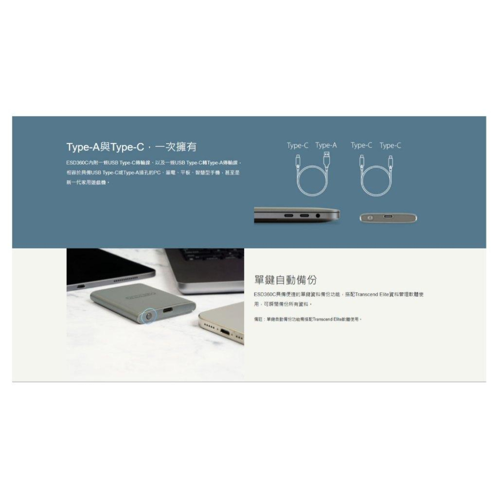 Transcend 創見 ESD360C 1TB／2TB／4TB 行動固態硬碟 SSD 行動硬碟 外接硬碟 光華-細節圖6