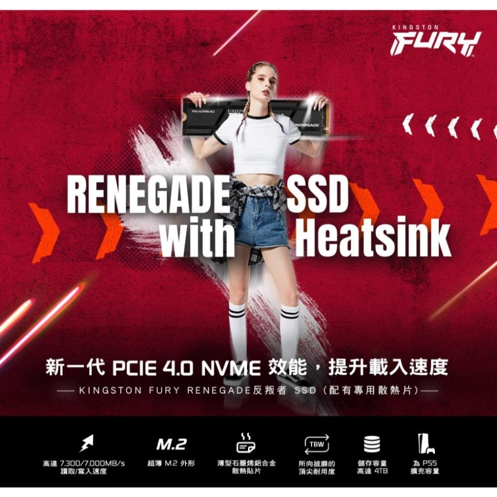 Kingston金士頓 FURY Renegade G5－1TB／2TB／4TB Gen 5 M.2 SSD 固態硬碟-細節圖3