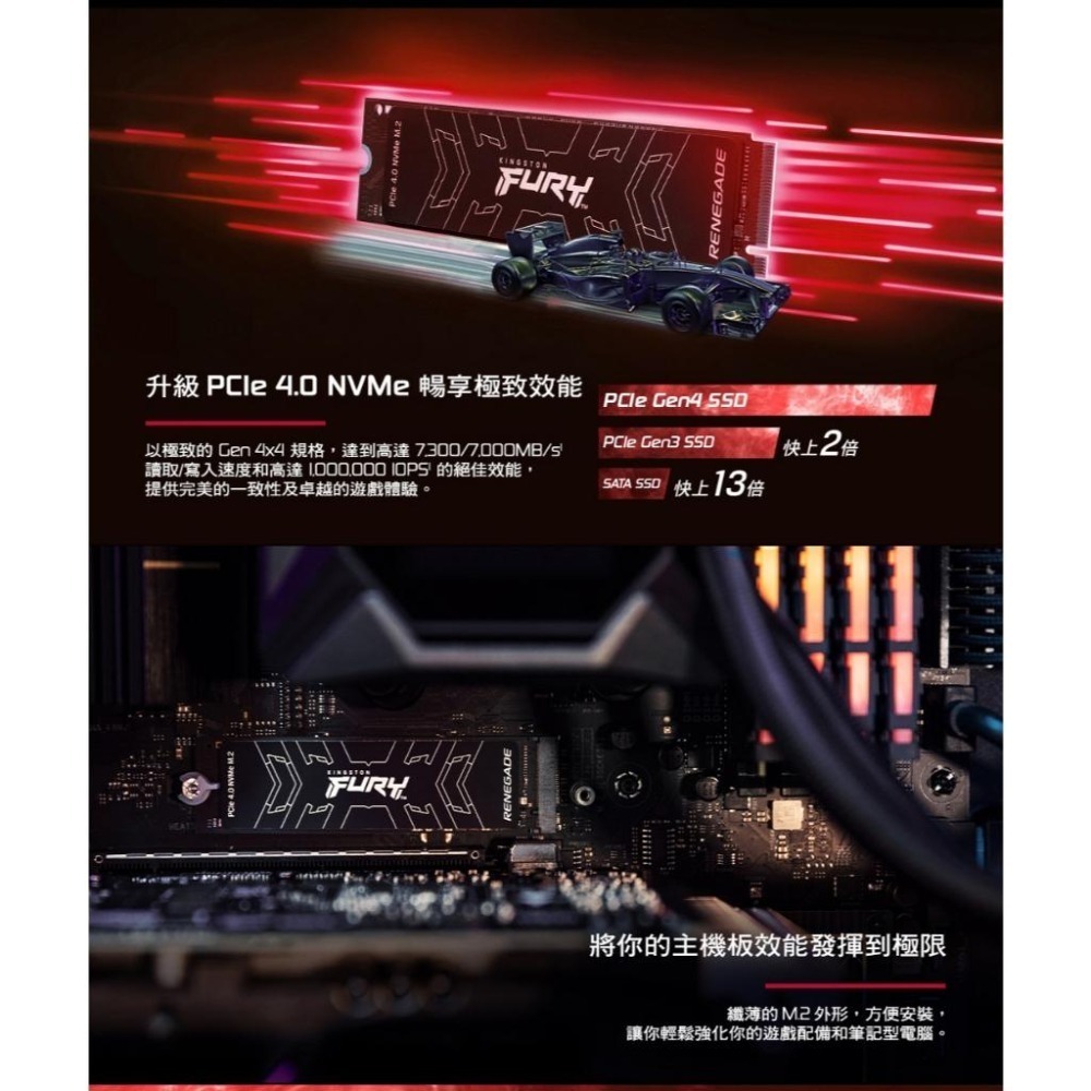 Kingston金士頓 FURY Renegade G5－1TB／2TB／4TB Gen 5 M.2 SSD 固態硬碟-細節圖4