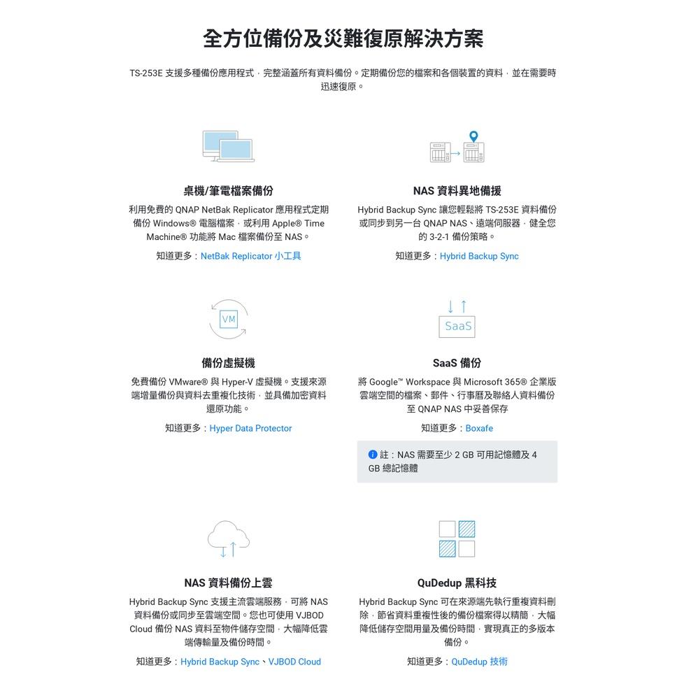【免運直出】QNAP 威聯通 TS-253E-8G 2Bay NAS 網路儲存伺服器 (不含硬碟) 伺服器-細節圖4