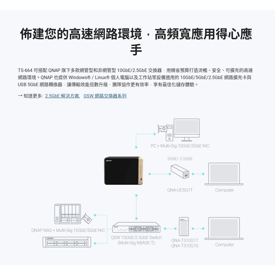 QNAP 威聯通 TS-664-8G NAS 網路儲存伺服器 不含硬碟 四核心 光華商場-細節圖5