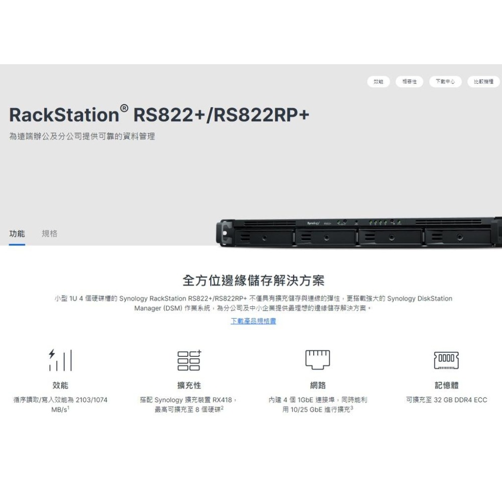 Synology 群暉 RS822+(含滑軌) / RS822RP+ 4bay 機架式 網路儲存伺服器 NAS 光華商場-細節圖3