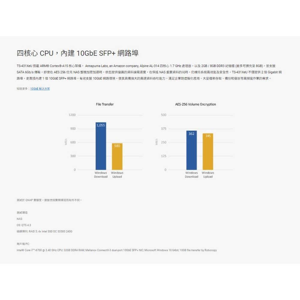 QNAP 威聯通 TS-431XeU-8G 機架式短機箱NAS 4核CPU 10GeE SFP+ 網路硬碟 NAS 光華-細節圖4