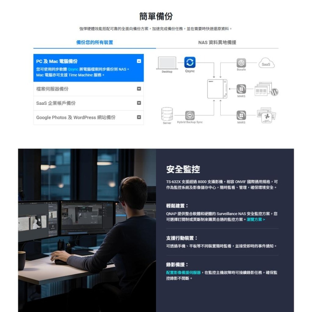QNAP 威聯通 TS-632X-4G－6-bay NAS 網路儲存伺服器 10GbE NAS系統 雲端硬碟 光華-細節圖6