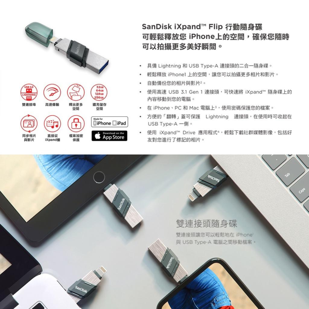 SanDisk iXpand Flash Drive Flip 90N 64G/128G/256G 翻轉隨身碟 光華商場-細節圖4