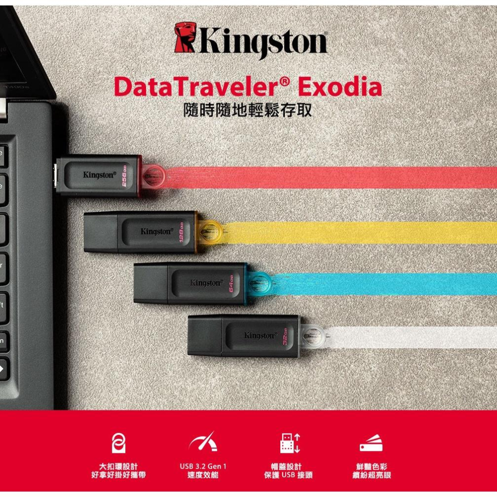 Kingston 金士頓 DataTraveler Exodia 32G 64G 128G USB 3.2 隨身碟-細節圖3