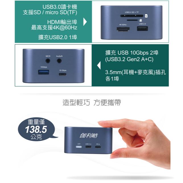 DigiFusion 伽利略 U13HLR－USB-C 13 in 1 多功能擴充盒 TYPE-C 擴充座 HUB 光華-細節圖5